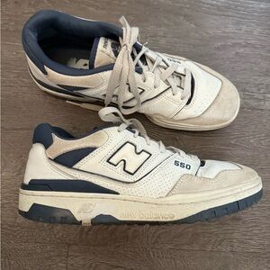 SOLD! New Balance 550 White and Navy Leather Sneakers